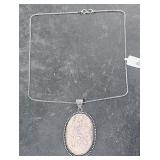 German Silver Chain 18" w/ Rhodonite Pendant
