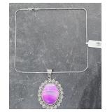 German Silver Chain 18" w/ Multy Onyx Pendant