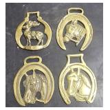 (4) Vintage Brass Horse Medallions