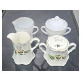 2 Sets of Ceramic & Glass Cream & Sugar