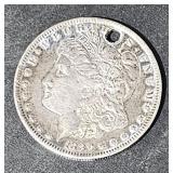 1890 O Silver Morgan $1 Dollar Coin  w/ Hole