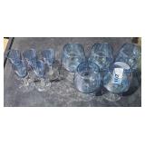 (5) Blue Cordials and (5) Brandy Snifters