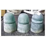 (3) Vintage Insulators -(2) H.C.CO (1) Oct 8 1907
