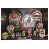 whole shelf of jukebox themed decor