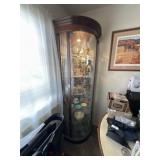 Wood In glass rounded door six shelf display cabin