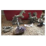Metal themed unicorn figurines