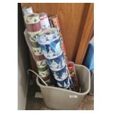 Wrapping paper in the  small garbage can
