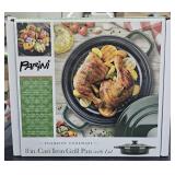 PARINI 8 inch cast-iron grill pan with lid