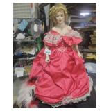 Porcelain Doll 24" Pink Dress w/mask