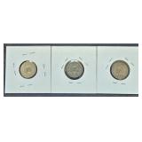 3 lots 1ea Mercury Dimes 1902, 1903 O, 1907