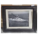 Framed and matted USS Arizona picture 30.2x24.2