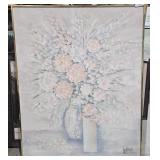 Large oil on canvas signed floral painting 40.2x50