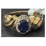 14 Kt Gold Ring 3.92 Gram TW, Diamond /Sapphire