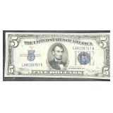 Series 1934 B  $5 Dollar Note  Blue Dot