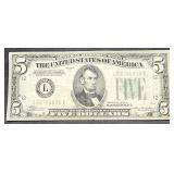Series 1934 A  $5 Dollar Note  Green Dot
