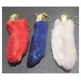 3 rabbits foot key chain