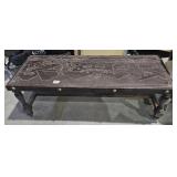 Wood Coffee Table w/ Carved Top 52"  x 19 1/2" x