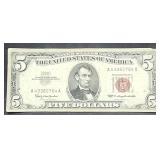 Series 1963 5 Dollar Note  Red Dot