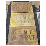 3 Vintage Metal Signs "Nevada State Game Reserve"