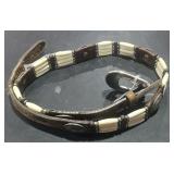 Womans belt Leather/Bone/Silver