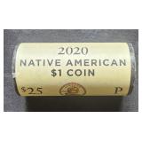 2020P US Mint Roll $1 Dollar Coins Native American