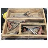 Hand Made Wood Storage Box w/ 4 Wood Planes