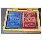 Playing cards in a wood case
