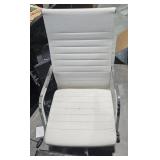 White Leather Rolling Arm Chair