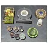 Bug marbles and bug paperweight and miscellaneous