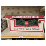 Christmas green garland tree stand