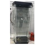 Glass display case with four glass shelves