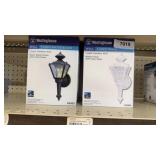 Two lots of two outdoor wall lights