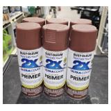 Six spray cans, flat red primer