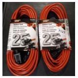 2 LOTS 1  25 ft extension cords 14/3 heavy duty