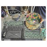 Lined Wicker Basket, Metal Baskets & 2 Hanging