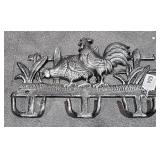 Wall Hanging Roosters and 6 Hooks 12 1/2" x 8" T