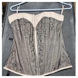 CR Premium Beaded Beige & Black Corset  sz L
