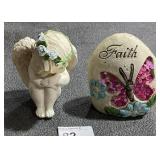 Small Sitting Resin Angel w/ Blue Rose Head Band,