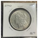 1887 P Morgan Silver $1 Dollar  EF40