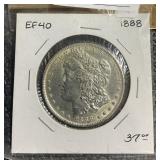 1888 P Morgan Silver $1 Dollar  EF40