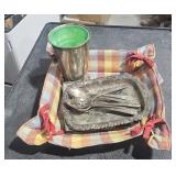 Folding Container w/ Metal Cup, 4 Trays and Flat