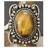 Tiger Eye Ring sz 6 German Silver
