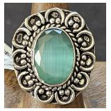 Mint Selenite Ring sz 9 German Silver