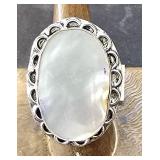 Mother of Pearl Ring sz 8 German Silver