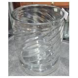 Large Round Glass Vase 7 3/4" Across & 9 1/2" Tall
