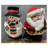 Ceramic Small Christmas S&P Santa & Snowman