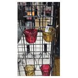 4 Hanging Glass & Metal Candle Holders Red & Amber