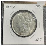 1888 P Morgan Silver $1 Dollar  EF40