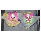 2 Vintage Porcelain Clown Face Masks  Wall Art