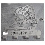 Metal Hanging Hooks "Cowgirl Up"  Boots & Flowers